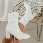 Bottes Chaussettes Femme en Tricot, Talon Bloc – coloris blanc, vue 2