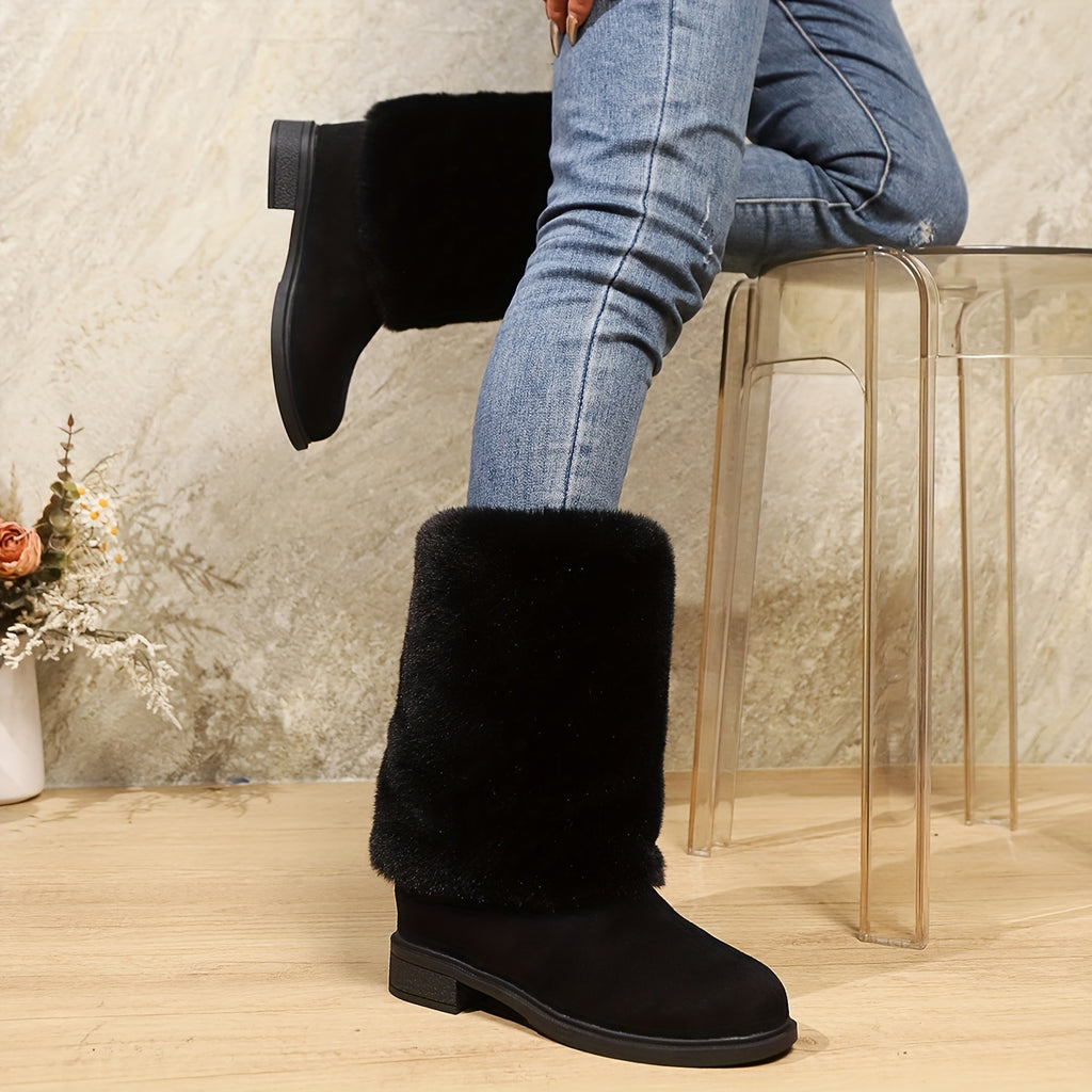 Bottes Femme Peluche, Revers Fausse Fourrure, vue 4