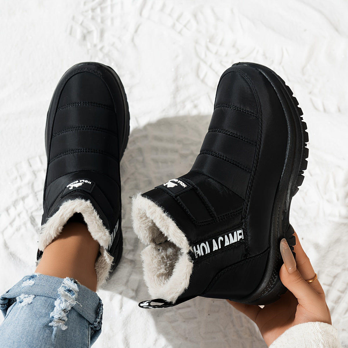 Bottes de Neige Femme Matelassées, Doublure Polaire – coloris noir