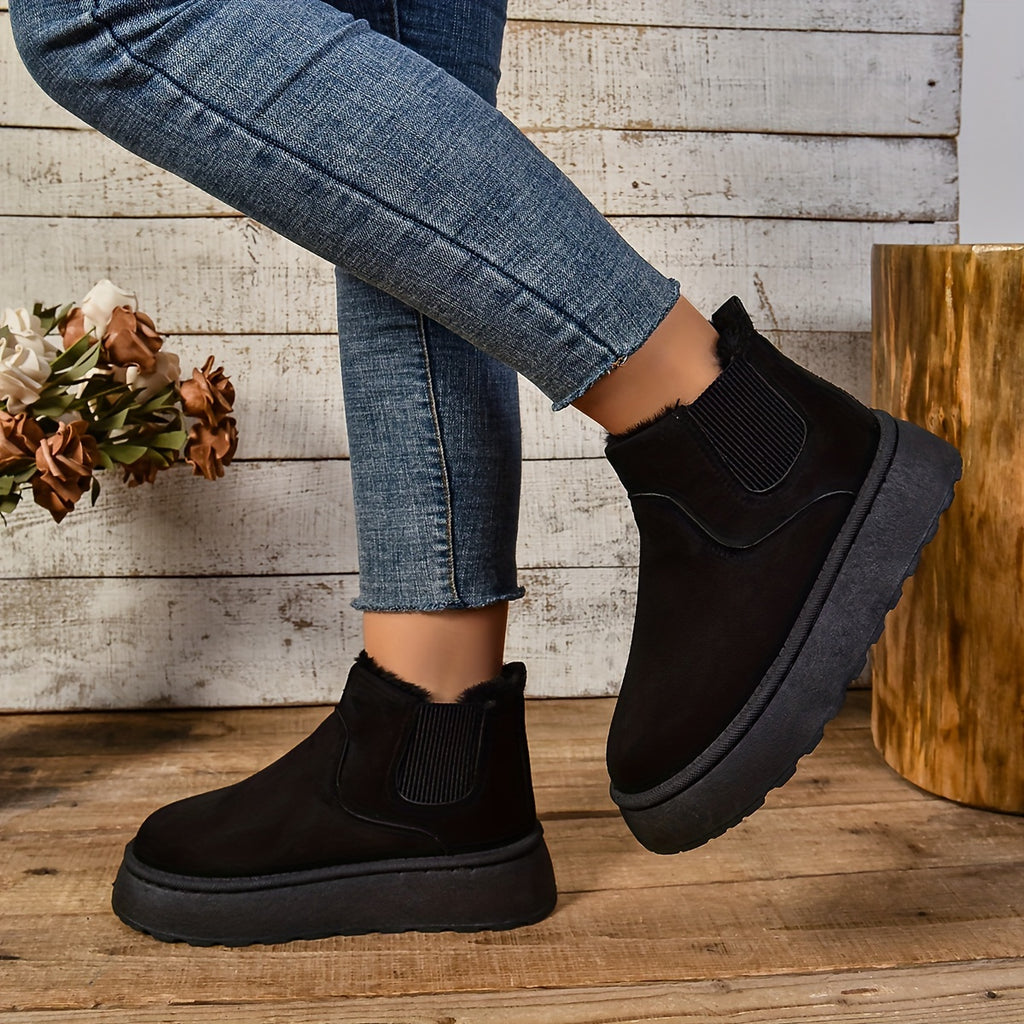 Bottines Chelsea Plateforme Femme, Col Fourrure, vue 6