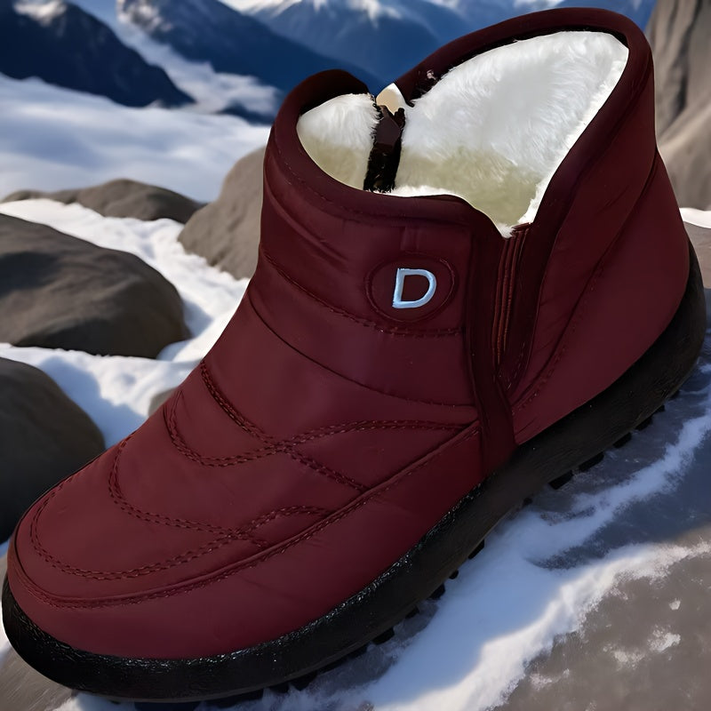 Bottines de Neige Femme Courtes, Zip, Jusqu'au 43 – coloris rouge