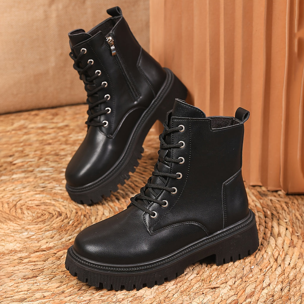 Bottines Femme Similicuir Noires à Lacets, vue 7