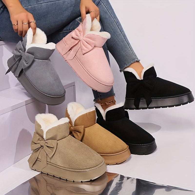 Chausson Botte Femme Nœud Décoratif, Plateforme
