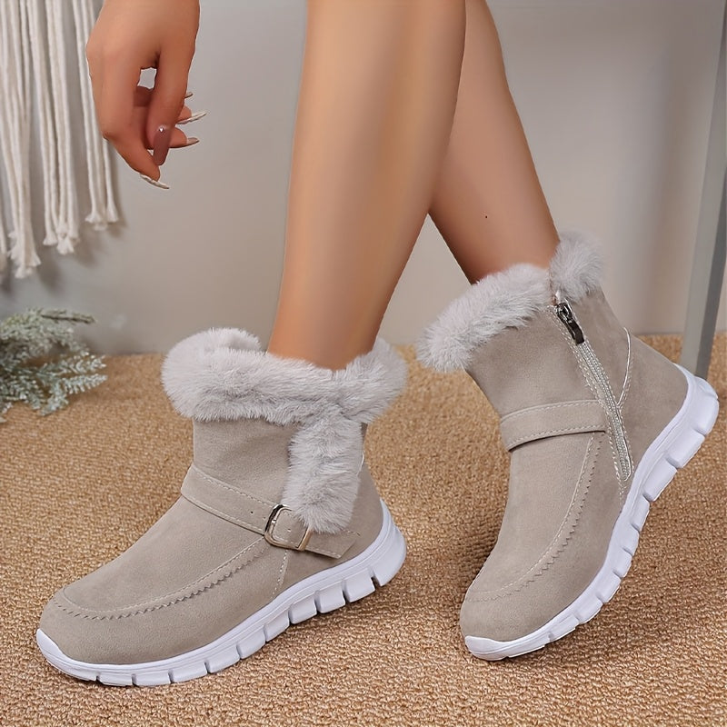 Bottines Fourrées Femme Tissu, Zip Latéral