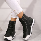 Bottines Sport Femme Similicuir, Lacets et Zip, vue 7