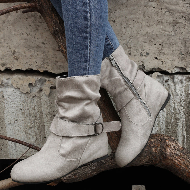 Bottines Femme Tissu, Fermeture à Boucle – coloris gris, vue 2