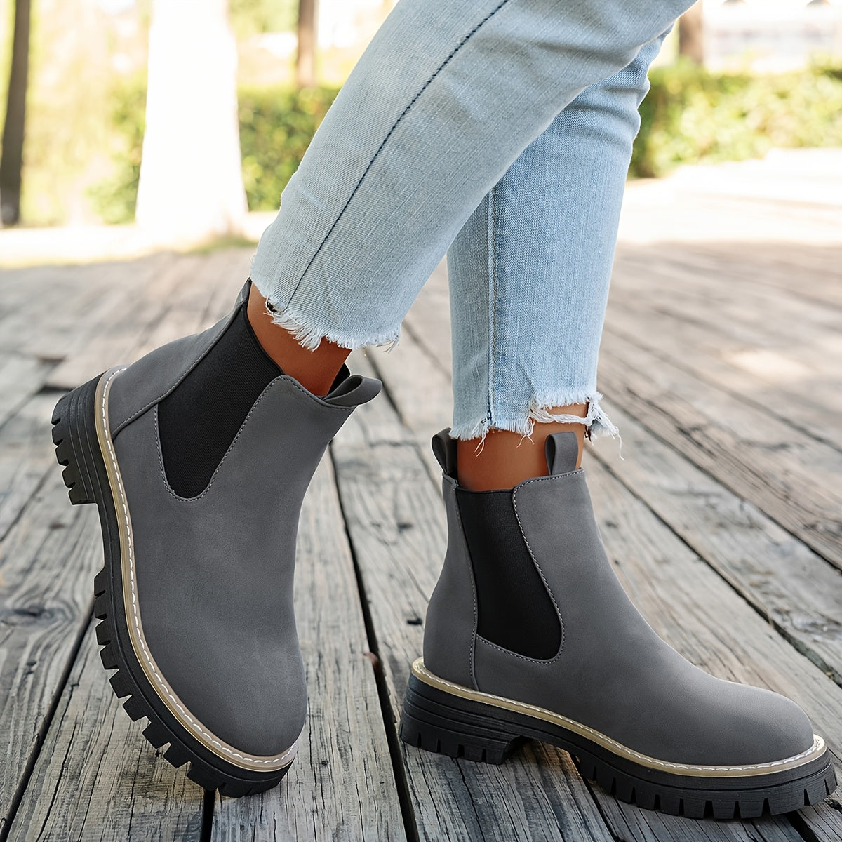 Bottes Chelsea Femme Similicuir Mat, Semelle Crantée, vue 10