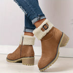 Bottes Fourrées Femme Courtes, Col Sherpa, Aspect Daim, vue 13