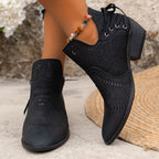 Bottines Ajourées Femme, Effet Daim, 3 Coloris – coloris noir, vue 2