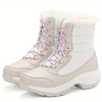 Bottes de Neige Femme Mi-Hautes à Lacets, 4 Coloris – coloris blanc