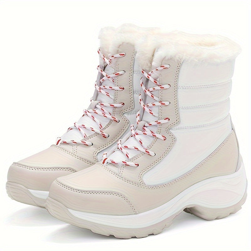 Bottes de Neige Femme Mi-Hautes à Lacets, 4 Coloris – coloris blanc
