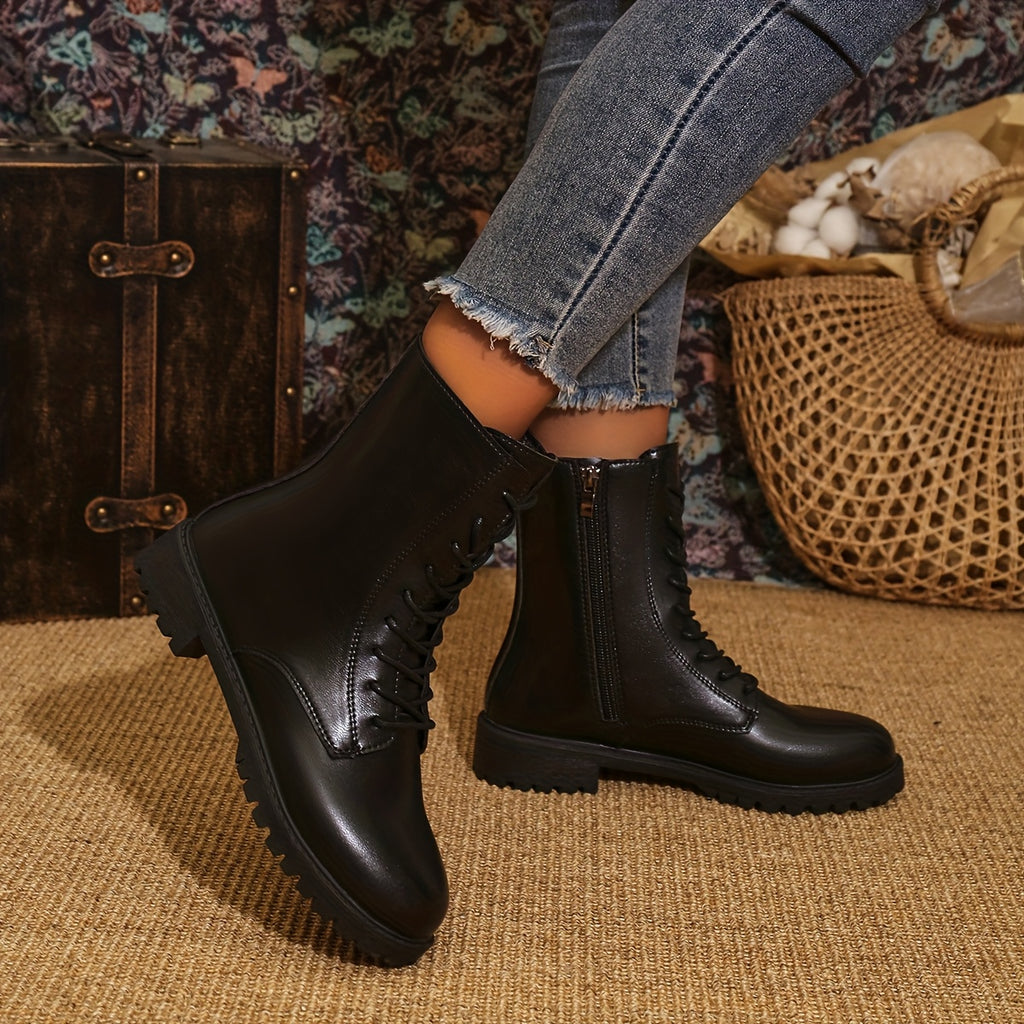 Bottes Motardes Femme, Lacets et Fermeture Zip, vue 8