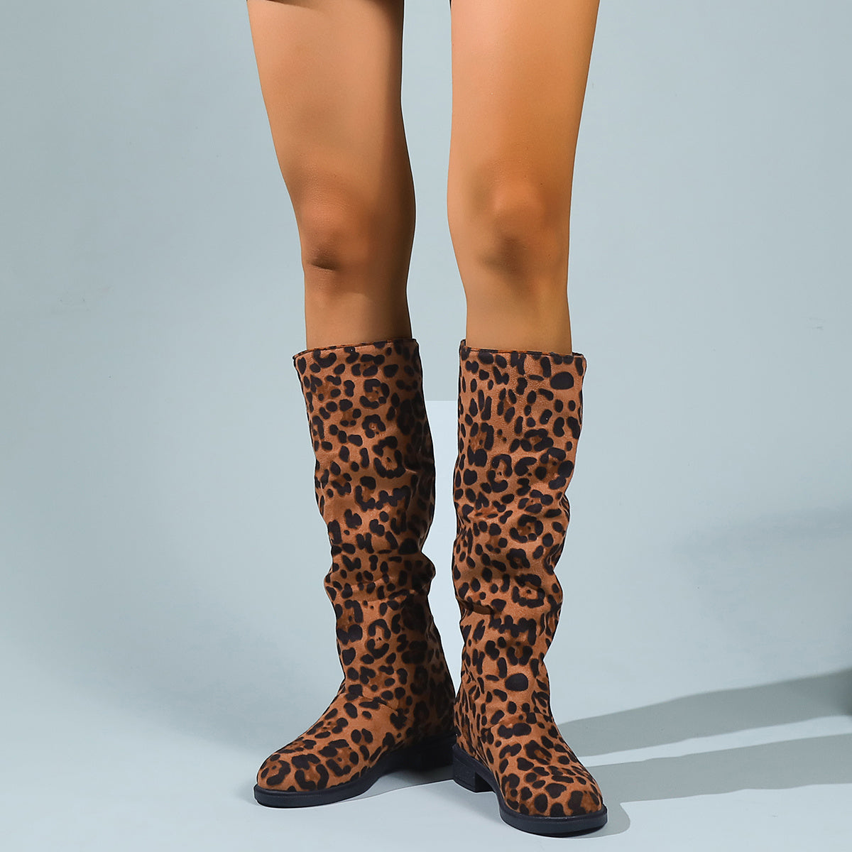 Bottes Hautes Femme Imprimé Léopard, Talon Bas, vue 5