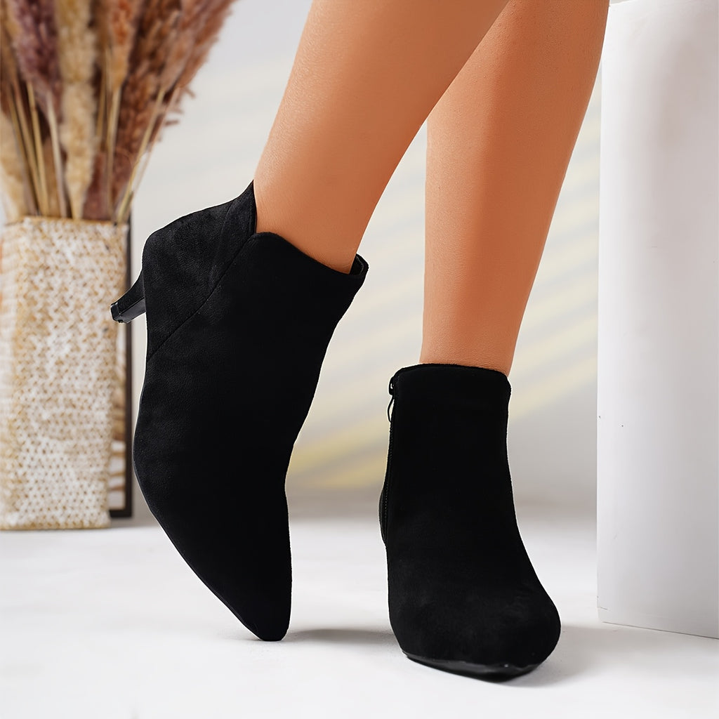 Bottines Femme Petit Talon, Aspect Daim, Noir ou Café, vue 6