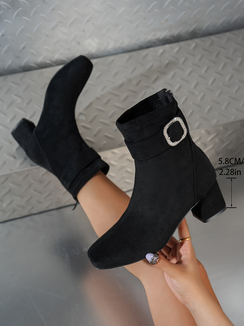Bottines Femme Bout Carré, Talon Bloc, vue 3
