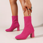 Bottes Chaussettes Femme en Tricot, Talon Bloc, vue 3