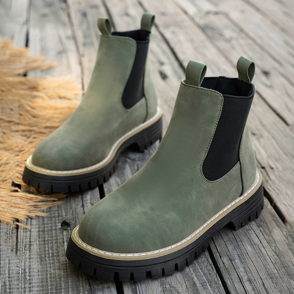 Bottes Chelsea Femme Similicuir Mat, Semelle Crantée, vue 9