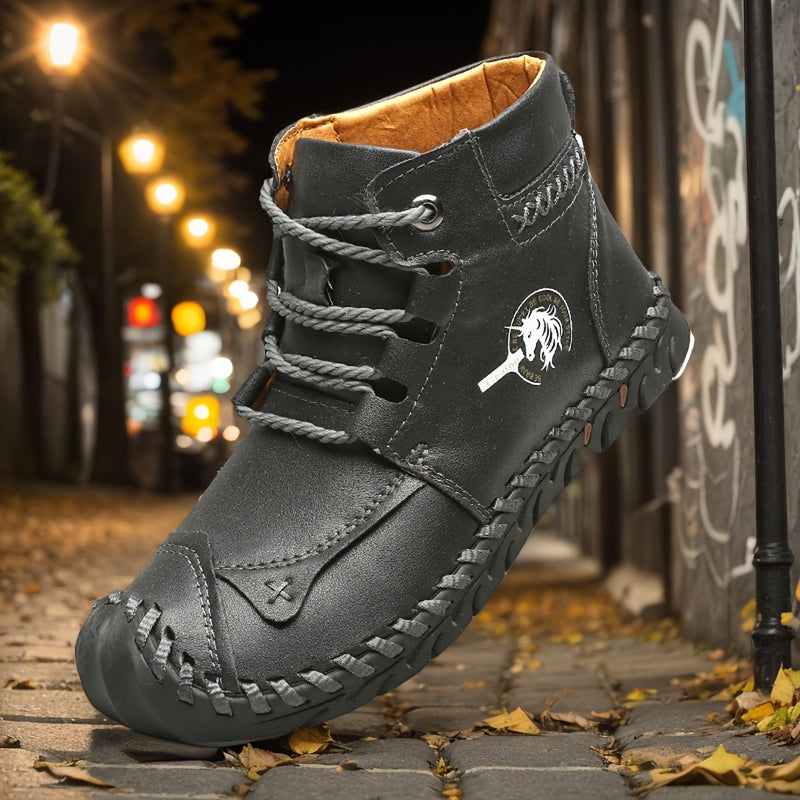 Bottines Femme Grande Taille à Lacets, Coutures Vintage – coloris noir