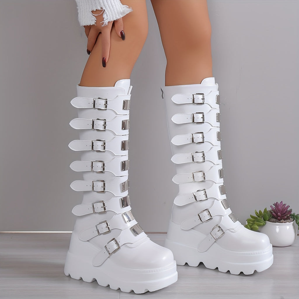 Cuissardes Femme Similicuir, Brides Métal, vue 18