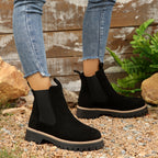 Bottines Chelsea Femme Semelle Crantée, Aspect Daim, vue 12
