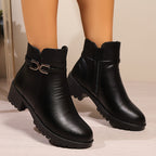 Bottines Femme Similicuir à Boucle, Talon Bloc, Zip, vue 8