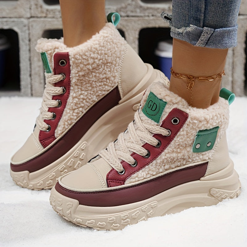 Bottines Femme à Lacets, Semelle Plateforme – coloris bordeaux
