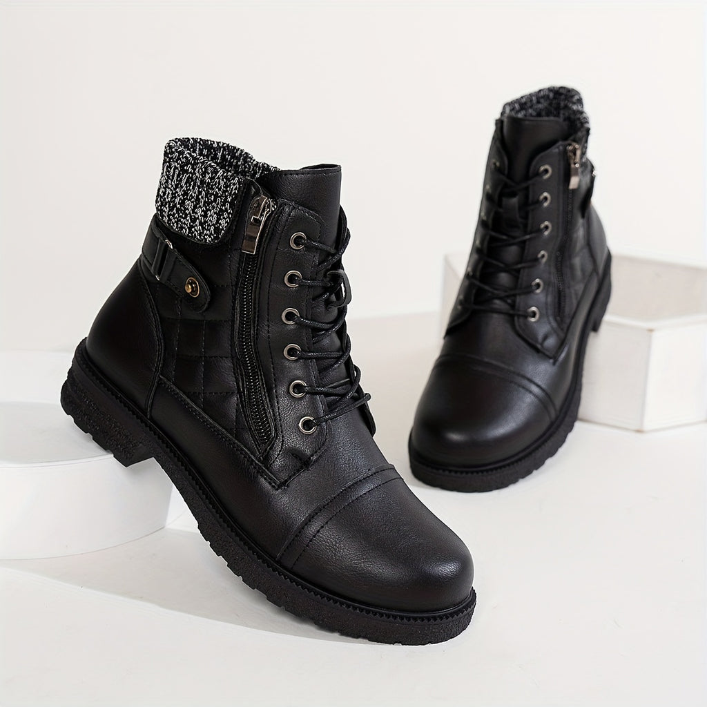 Bottes Femme Western Similicuir, Col Tricoté – coloris noir, vue 2