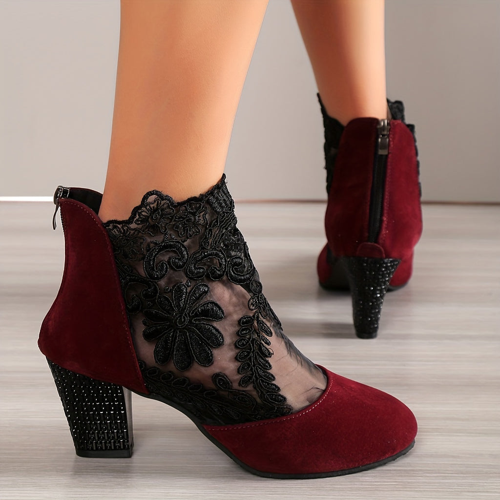 Bottines Femme Dentelle Florale sur Résille, vue 20