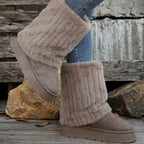 Bottes Fausse Fourrure Femme, Semelle Plateforme, Taupe, vue 5