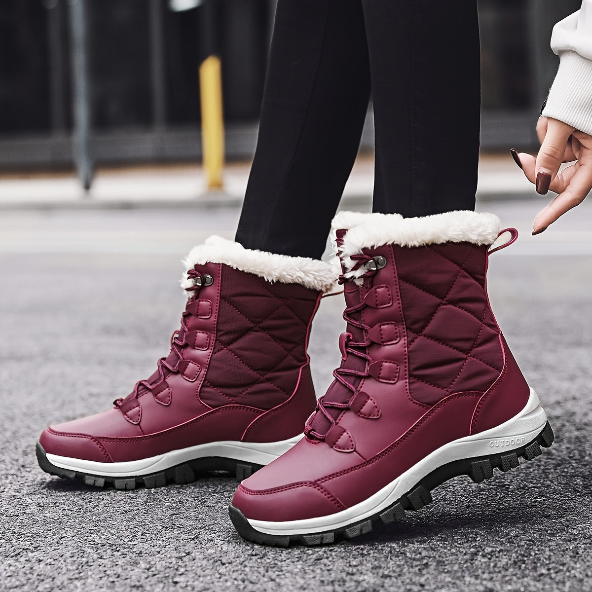 Bottes de Neige Femme Matelassées, Lacets, vue 4