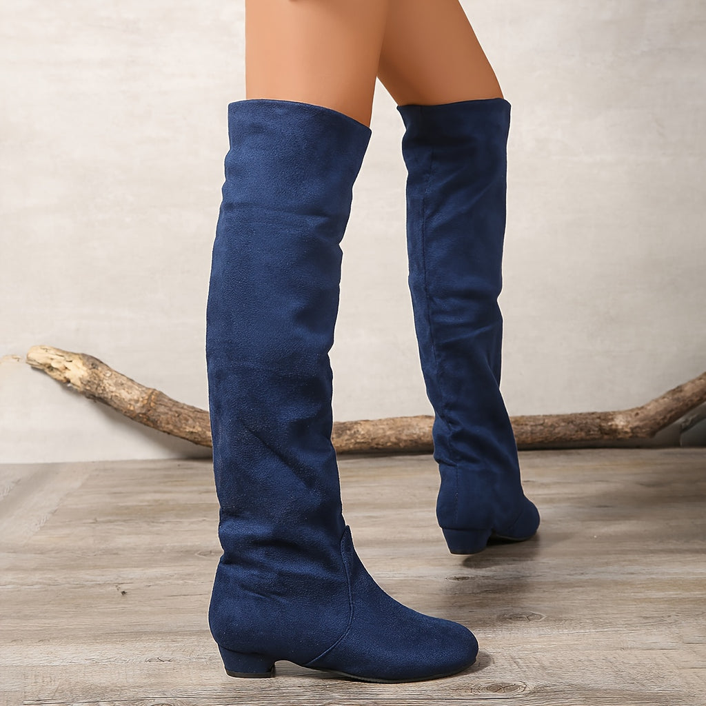 Bottes Hautes Femme Flanelle, Talon Bas