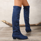 Bottes Hautes Femme Flanelle, Talon Bas