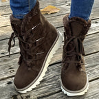 Bottes de Neige Femme Flanelle, Lacets – coloris marron foncé