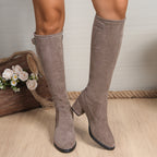 Bottes Hautes Femme Extensibles, Aspect Daim, à Enfiler, vue 5