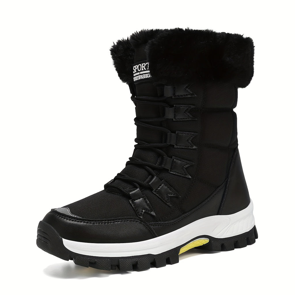 Bottes de Neige Femme, Tissu Enduit, Col Fourrure, vue 6