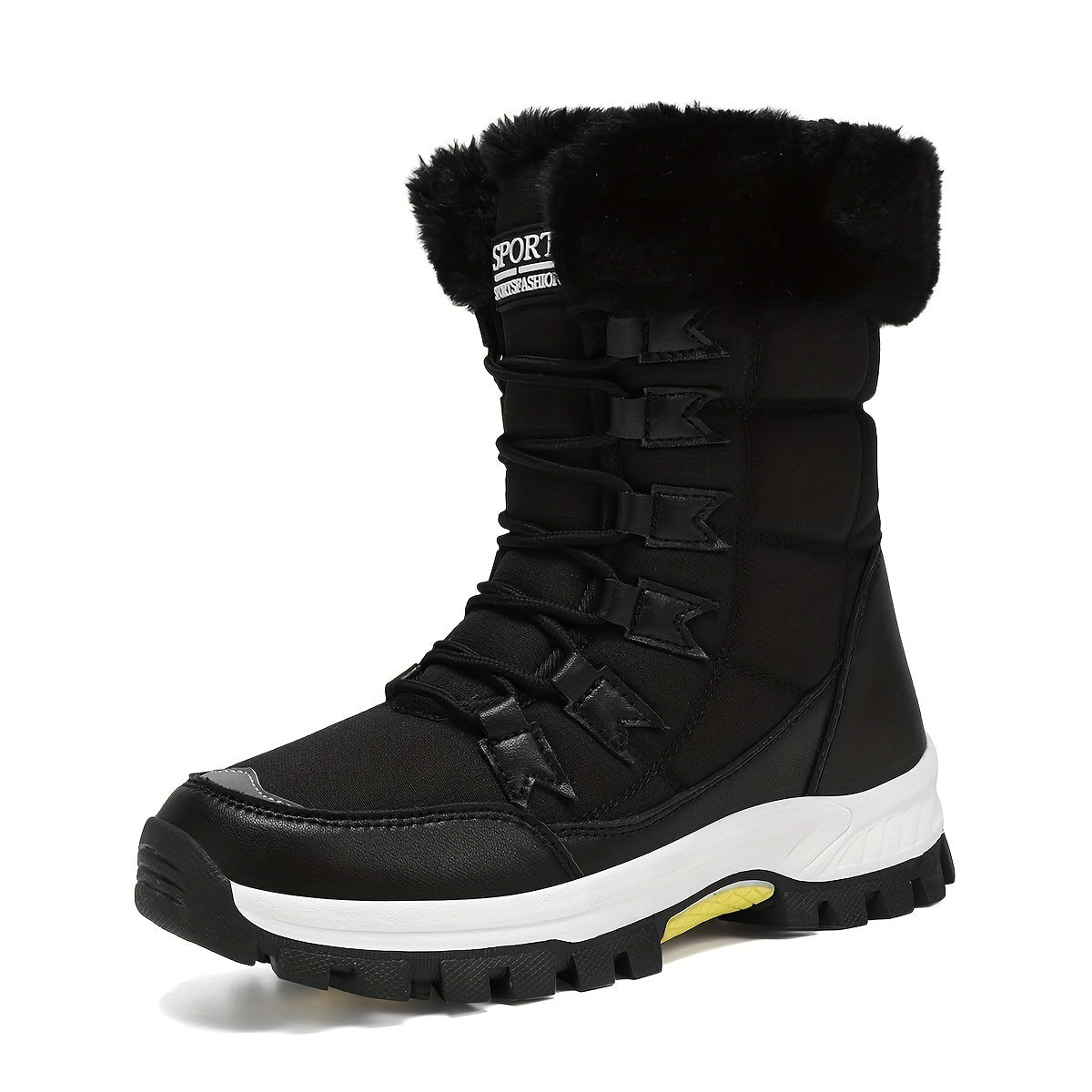 Bottes de Neige Femme, Tissu Enduit, Col Fourrure, vue 6