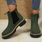 Bottines Chelsea Femme Semelle Crantée, Aspect Daim, vue 16