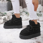 Bottines Fourrées Femme Plateforme, Peluche, Lacets Noués