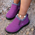 Bottes Plates Femme à Enfiler, Col Fausse Fourrure – coloris violet