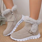 Bottines Fourrées Femme Tissu, Zip Latéral – coloris gris