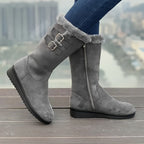 Bottes Femme Mi-Mollet, Flanelle et Velours Côtelé – coloris gris