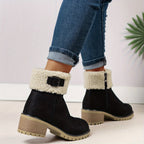 Bottes Fourrées Femme Courtes, Col Sherpa, Aspect Daim, vue 3