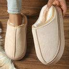 Chaussons Bottes Femme Aspect Daim, Col Brodé, Plateforme, vue 4