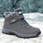 Bottes de Neige Unisexe, Scratch et Lacets, Doublure Peluche – coloris gris