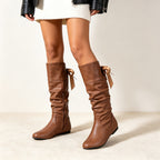 Bottes Hautes Femme Plates, Similicuir, Nœud Dos, vue 4