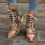 Bottes Brodées Fleurs, Talon Bloc, vue 7