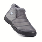Bottes Hiver Femme à Enfiler, Col Fausse Fourrure – coloris gris, vue 2