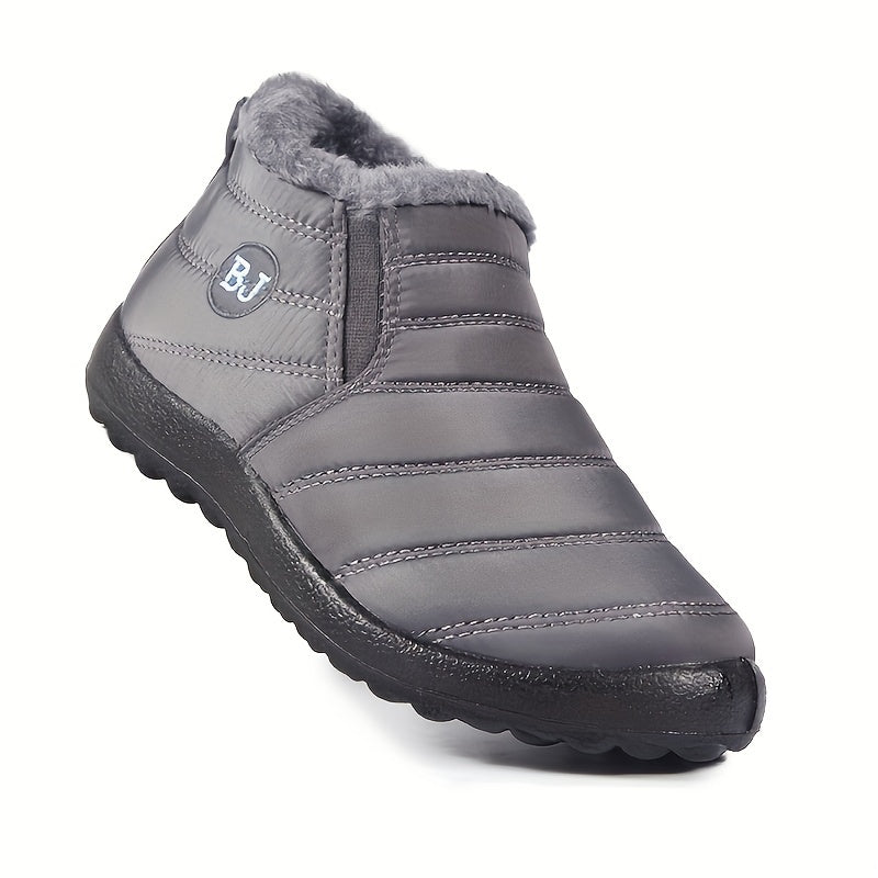Bottes Hiver Femme à Enfiler, Col Fausse Fourrure – coloris gris, vue 2