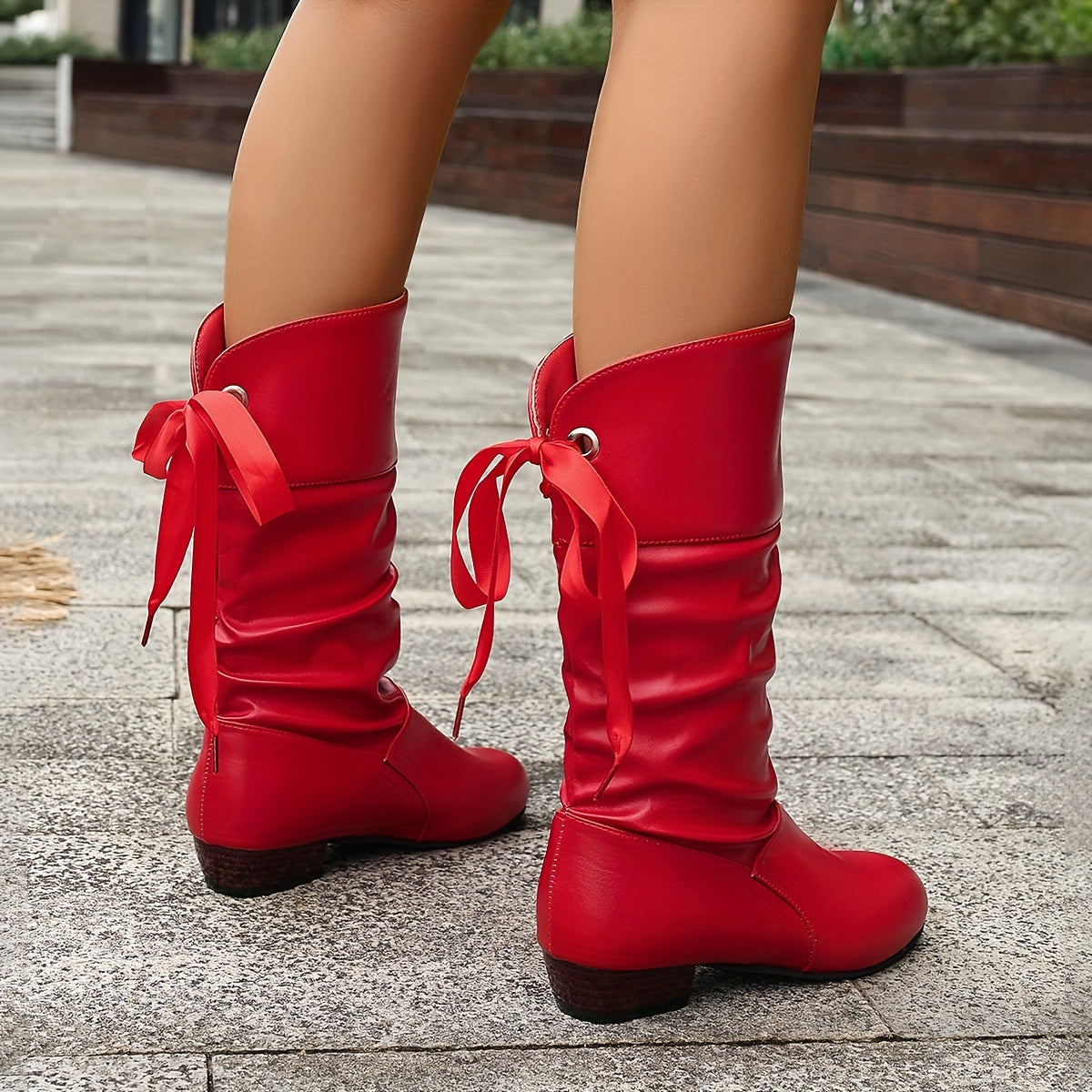 Bottes Mi-Mollet Femme, Ruban Décoratif, vue 13
