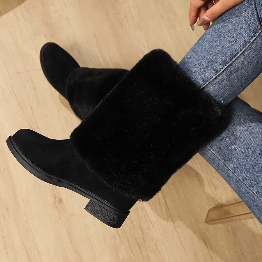 Bottes Femme Peluche, Revers Fausse Fourrure, vue 3